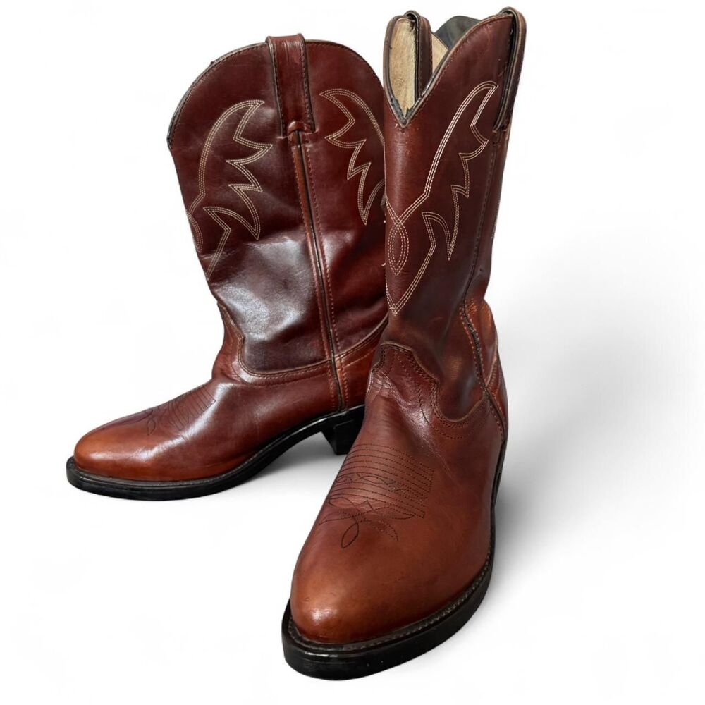 Durango Western Boots Mens 9 EE Brown Leather Cowboy Boots Wide Round Toe 11”